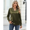 Zeagoo Satin Blouses for Women Silk Tops Long Sleeve Shirts Fall Clothes(Army Green)