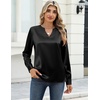 Zeagoo Satin Blouses for Women Silk Tops Long Sleeve Shirts Fall Clothes(Black)