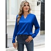 Zeagoo Satin Blouses for Women Silk Tops Long Sleeve Shirts Fall Clothes(Blue)