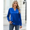 Zeagoo Satin Blouses for Women Silk Tops Long Sleeve Shirts Fall Clothes(Blue)