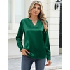 Zeagoo Satin Blouses for Women Silk Tops Long Sleeve Shirts Fall Clothes(Green)