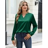 Zeagoo Satin Blouses for Women Silk Tops Long Sleeve Shirts Fall Clothes(Green)