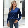 Zeagoo Satin Blouses for Women Silk Tops Long Sleeve Shirts Fall Clothes(Navy Blue)