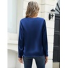 Zeagoo Satin Blouses for Women Silk Tops Long Sleeve Shirts Fall Clothes(Navy Blue)
