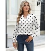 Zeagoo Satin Blouses for Women Silk Tops Long Sleeve Shirts Fall Clothes(Polka Dots)