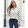 Zeagoo Satin Blouses for Women Silk Tops Long Sleeve Shirts Fall Clothes(Polka Dots)