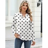 Zeagoo Satin Blouses for Women Silk Tops Long Sleeve Shirts Fall Clothes(Polka Dots)