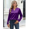 Zeagoo Satin Blouses for Women Silk Tops Long Sleeve Shirts Fall Clothes(Purple)