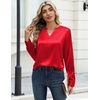Zeagoo Satin Blouses for Women Silk Tops Long Sleeve Shirts Fall Clothes(Red)