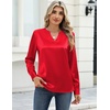 Zeagoo Satin Blouses for Women Silk Tops Long Sleeve Shirts Fall Clothes(Red)