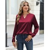 Zeagoo Satin Blouses for Women Silk Tops Long Sleeve Shirts Fall Clothes(Wine Red)