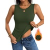 Zeagoo Tank Tops for Women Thermal Underwear Fall Cute Sleeveless Shirts(Army Green)