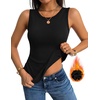 Zeagoo Tank Tops for Women Thermal Underwear Fall Cute Sleeveless Shirts(Black)