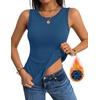 Zeagoo Tank Tops for Women Thermal Underwear Fall Cute Sleeveless Shirts(Blue)