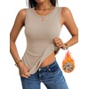 Zeagoo Tank Tops for Women Thermal Underwear Fall Cute Sleeveless Shirts(Khaki)