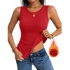 Zeagoo Tank Tops for Women Thermal Underwear Fall Cute Sleeveless Shirts(Red)