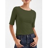 Zeagoo Womens Half Sleeve Tops Boat Neck Tee Shirt Business Casual Blouses(Army Green)