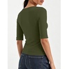 Zeagoo Womens Half Sleeve Tops Boat Neck Tee Shirt Business Casual Blouses(Army Green)