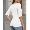 Zeagoo Womens Half Sleeve Tops Boat Neck Tee Shirt Business Casual Blouses(A-white)