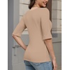 Zeagoo Womens Half Sleeve Tops Boat Neck Tee Shirt Business Casual Blouses(Brown)