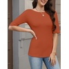 Zeagoo Womens Half Sleeve Tops Boat Neck Tee Shirt Business Casual Blouses(Caramel)
