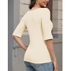 Zeagoo Womens Half Sleeve Tops Boat Neck Tee Shirt Business Casual Blouses(Cream)