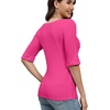 Zeagoo Womens Half Sleeve Tops Boat Neck Tee Shirt Business Casual Blouses(Hot Pink)