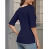 Zeagoo Womens Half Sleeve Tops Boat Neck Tee Shirt Business Casual Blouses(Navy Blue)