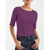 Zeagoo Womens Half Sleeve Tops Boat Neck Tee Shirt Business Casual Blouses(Plum)