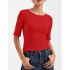Zeagoo Womens Half Sleeve Tops Boat Neck Tee Shirt Business Casual Blouses(Red)
