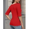 Zeagoo Womens Half Sleeve Tops Boat Neck Tee Shirt Business Casual Blouses(Red)