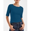 Zeagoo Womens Half Sleeve Tops Boat Neck Tee Shirt Business Casual Blouses(Teal)