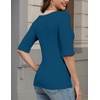 Zeagoo Womens Half Sleeve Tops Boat Neck Tee Shirt Business Casual Blouses(Teal)