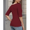 Zeagoo Womens Half Sleeve Tops Boat Neck Tee Shirt Business Casual Blouses(Wine Red)