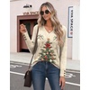 Zeagoo Womens Long Sleeve Tops V Neck T Shirts Dressy Casual Blouse(Beige Christmas)