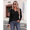 Zeagoo Womens Long Sleeve Tops V Neck T Shirts Dressy Casual Blouse(Black)