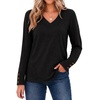 Zeagoo Womens Long Sleeve Tops V Neck T Shirts Dressy Casual Blouse(Black)
