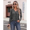 Zeagoo Womens Long Sleeve Tops V Neck T Shirts Dressy Casual Blouse(Black Stripe)