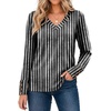 Zeagoo Womens Long Sleeve Tops V Neck T Shirts Dressy Casual Blouse(Black Stripe)