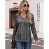 Zeagoo Womens Long Sleeve Tops V Neck T Shirts Dressy Casual Blouse(Black Stripe)
