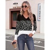 Zeagoo Womens Long Sleeve Tops V Neck T Shirts Dressy Casual Blouse(Black White Leopard)