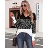 Zeagoo Womens Long Sleeve Tops V Neck T Shirts Dressy Casual Blouse(Black White Leopard)
