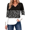 Zeagoo Womens Long Sleeve Tops V Neck T Shirts Dressy Casual Blouse(Black White Leopard)