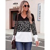 Zeagoo Womens Long Sleeve Tops V Neck T Shirts Dressy Casual Blouse(Black White Leopard)
