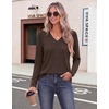 Zeagoo Womens Long Sleeve Tops V Neck T Shirts Dressy Casual Blouse(Brown)