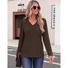 Zeagoo Womens Long Sleeve Tops V Neck T Shirts Dressy Casual Blouse(Brown)