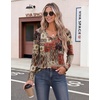Zeagoo Womens Long Sleeve Tops V Neck T Shirts Dressy Casual Blouse(Brown Color)
