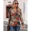 Zeagoo Womens Long Sleeve Tops V Neck T Shirts Dressy Casual Blouse(Brown Color)