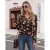 Zeagoo Womens Long Sleeve Tops V Neck T Shirts Dressy Casual Blouse(Brown Floral)