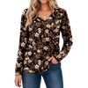 Zeagoo Womens Long Sleeve Tops V Neck T Shirts Dressy Casual Blouse(Brown Floral)
